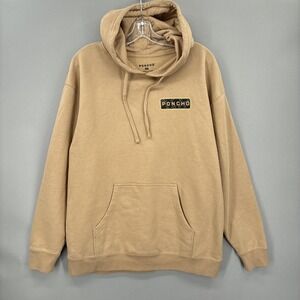 Poncho Outdoors Hoodie Mens 2XL Brown Fleece Pullover Graphic Sweatshirt Logo